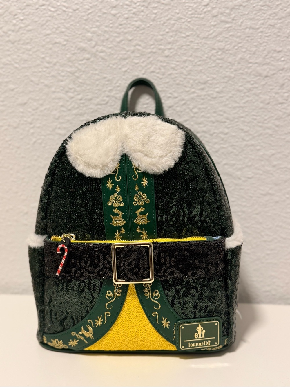 Loungefly Green & Yellow Elf-Inspired Mini Backpack
